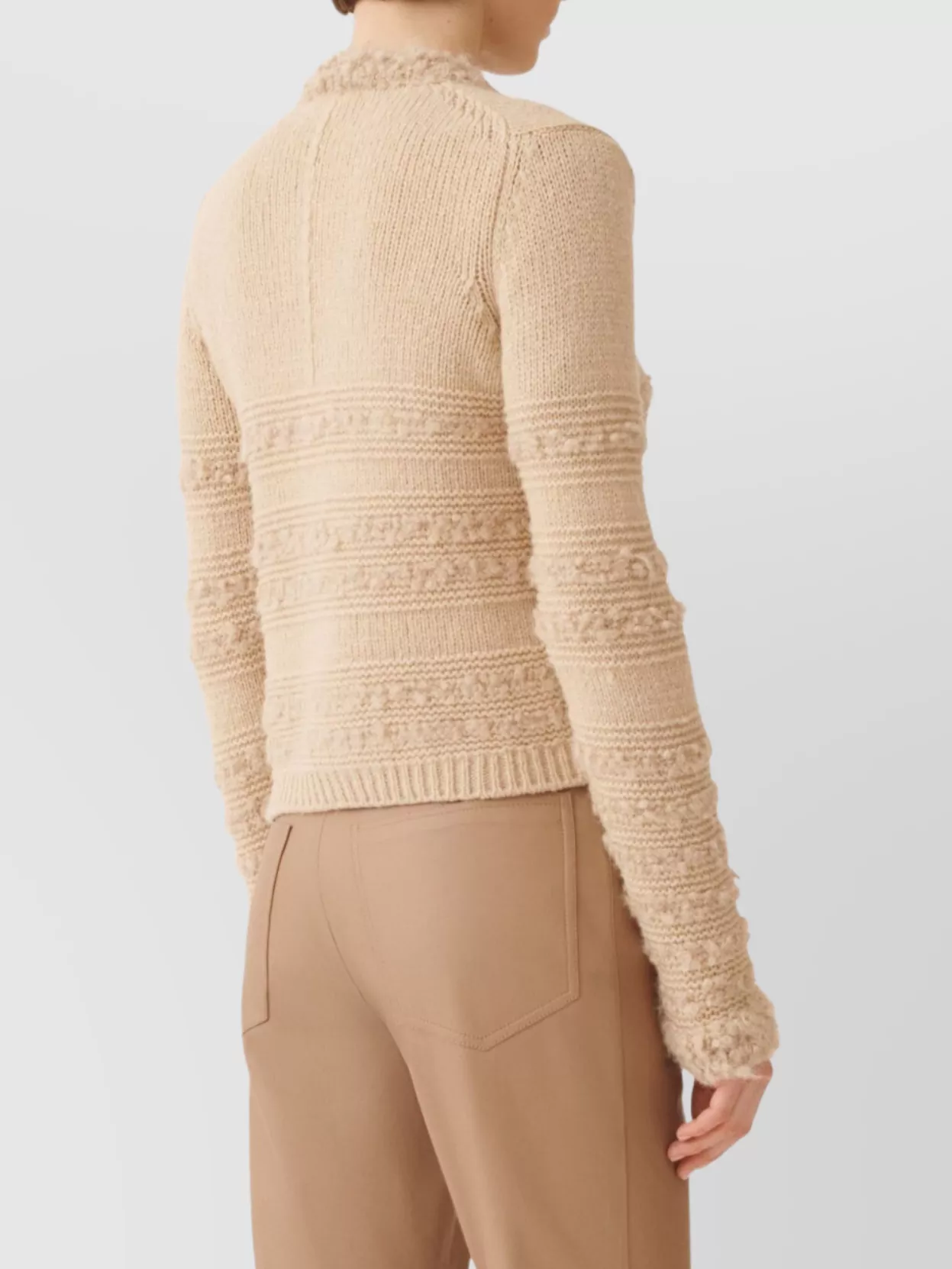 Fabiana Filippi Striped Knit Wool Jacket With Button Detail In Neutral