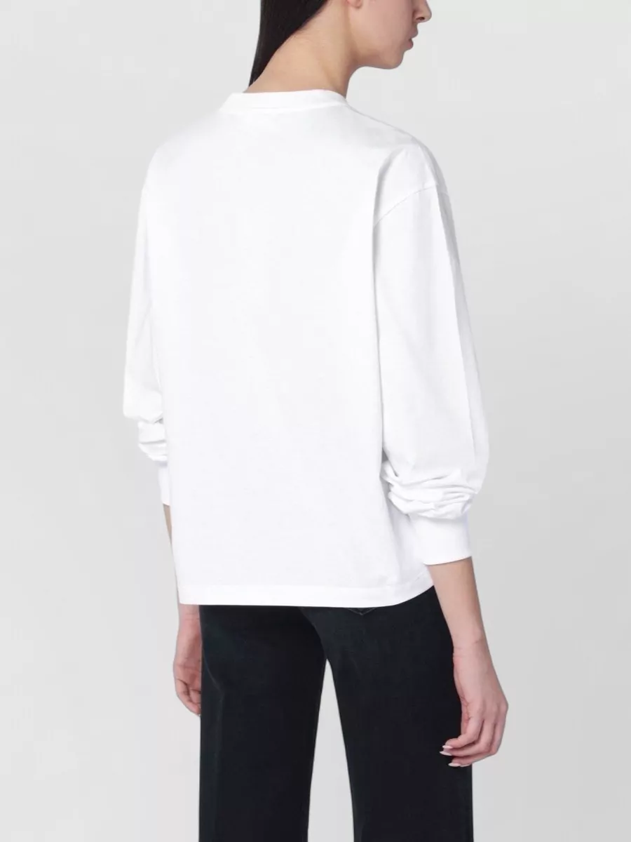 Ganni Knit Logo Top Crew Neck Long Sleeves