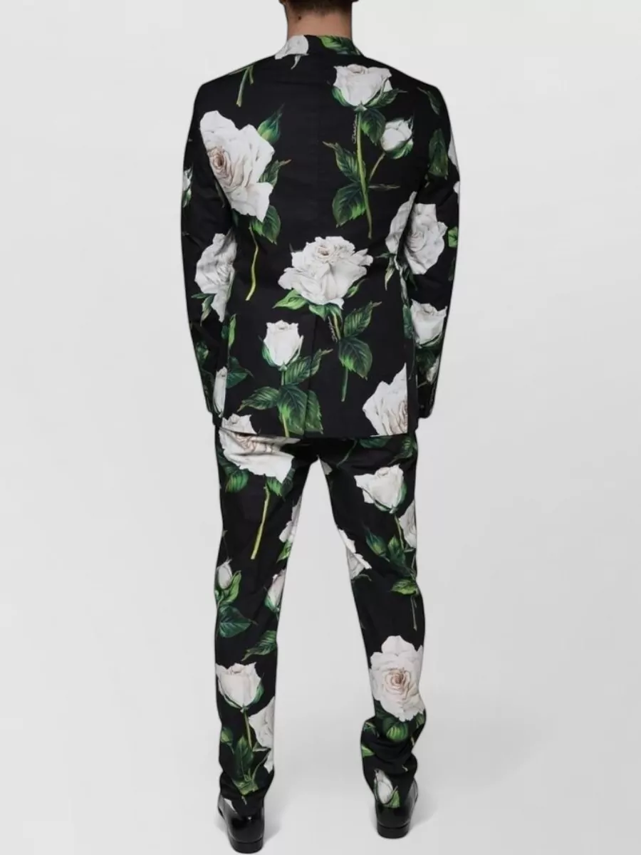 Dolce&Gabbana Cotton Rose Print Single Breasted Suit