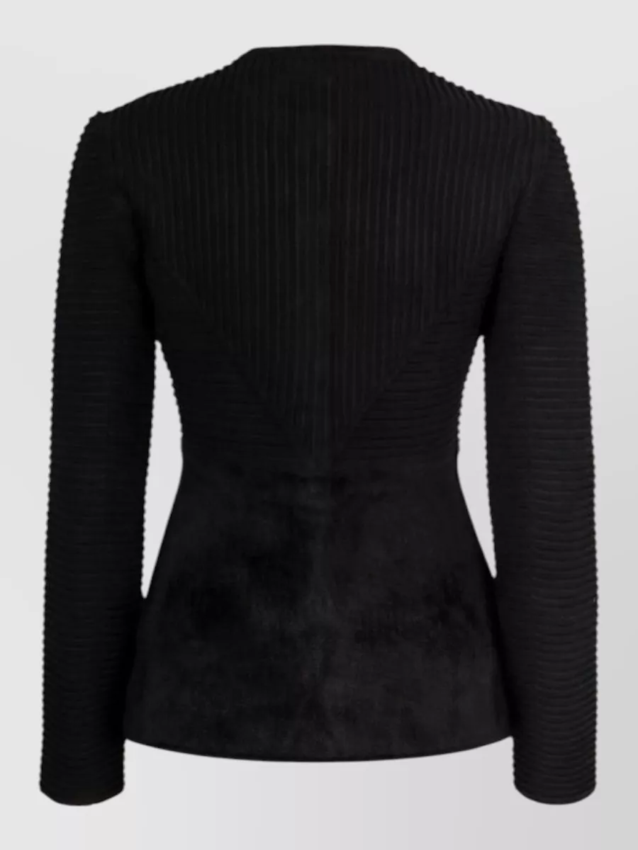 Emporio Armani Textured Buttoned Crewneck Jacket