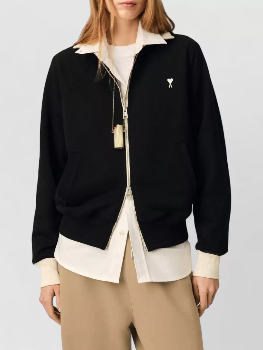 Ami Paris Cotton Boxy Zip Sweatshirt