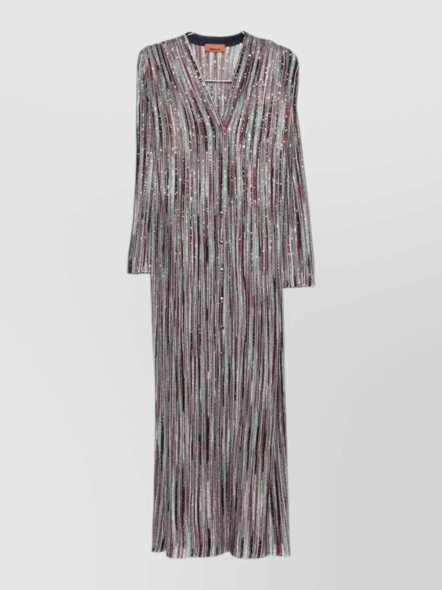 Missoni Striped v-neck long-sleeve maxi dress