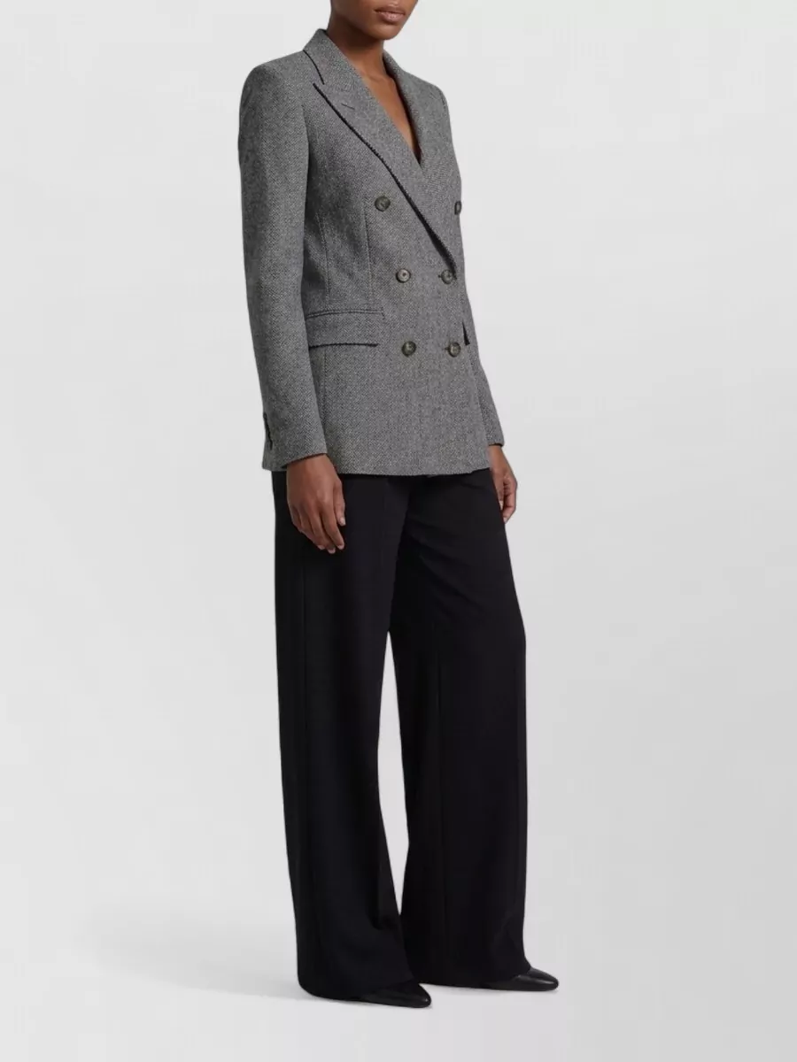 Tagliatore Paris Herringbone-pattern Double-breasted Blazer In Gray