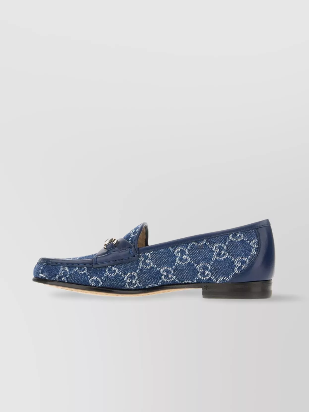 Gucci Denim Loafers With Embroidered Monogram Pattern