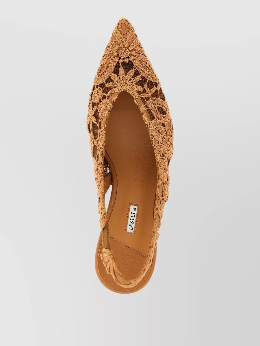 Le Silla Chantilly Slingback Pumps Lace Floral Kitten