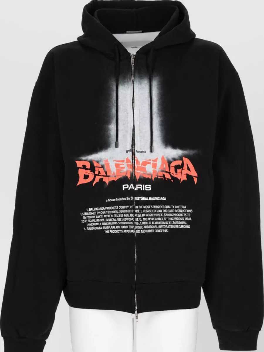 Balenciaga Printed Cotton Hooded Jacket