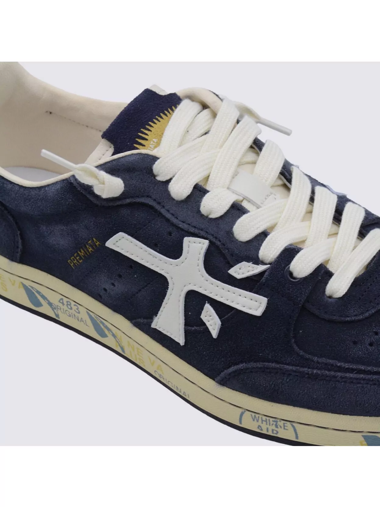 Premiata Casual Sneakers With Contrast Sole And Perforated Detailing