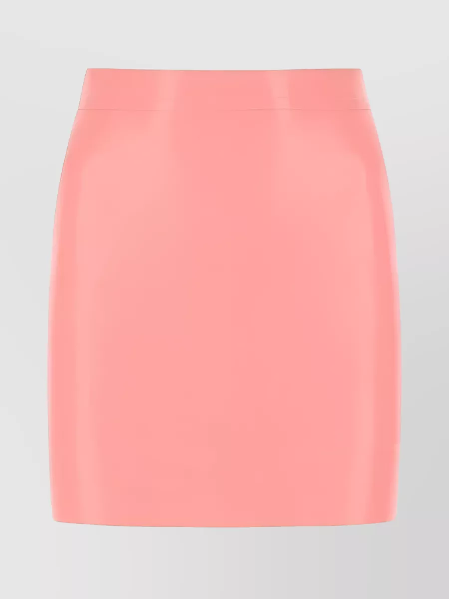 Shop Versace Latex Zip-fastening High-waist Mini Skirt In Pink