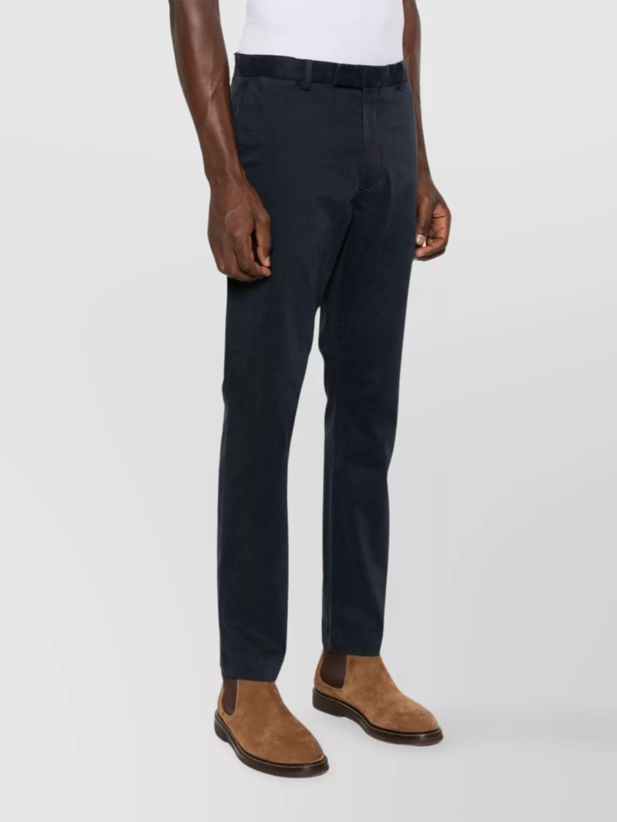 Ralph Lauren Straight Cotton Blend Trousers With Belt Loops