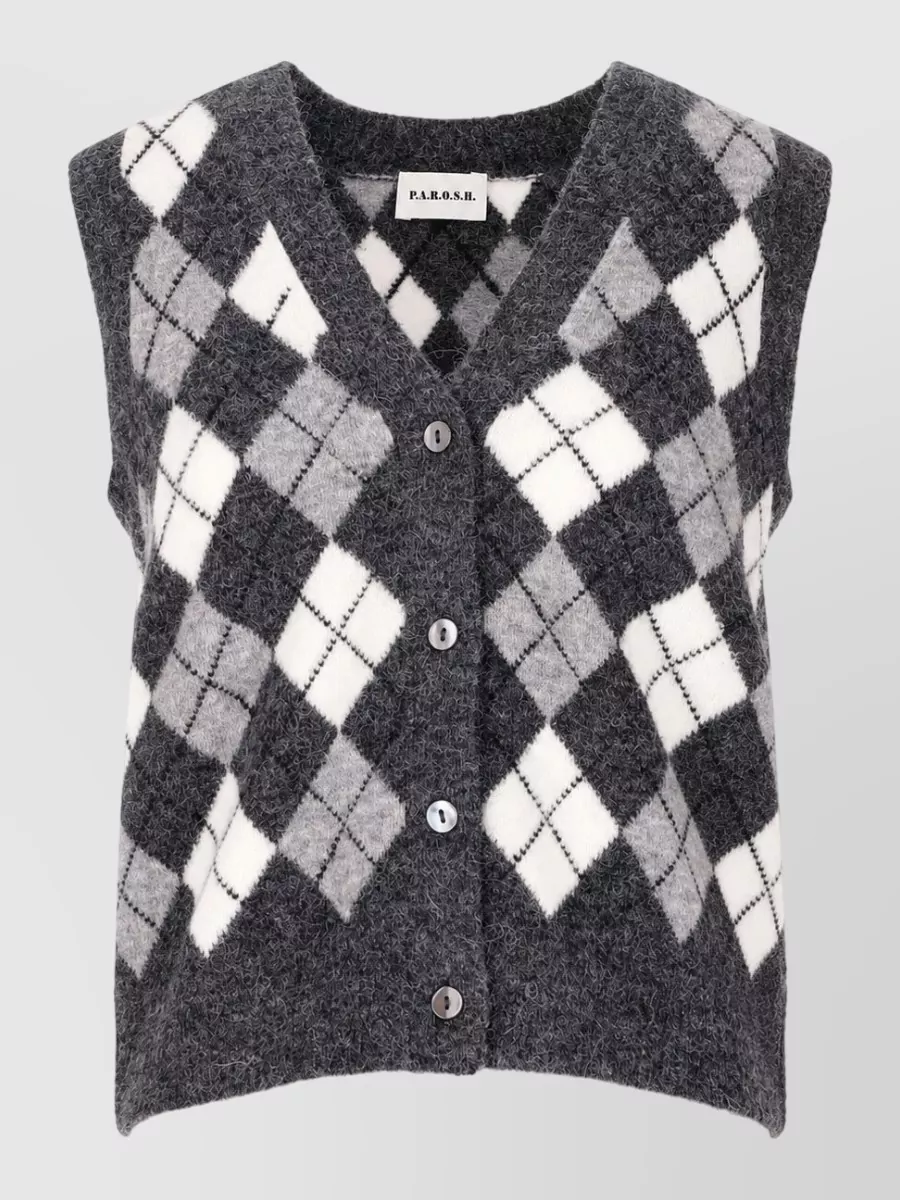 P.a.r.o.s.h Argyle Pattern Regular Fit Sleeveless Top In Multi