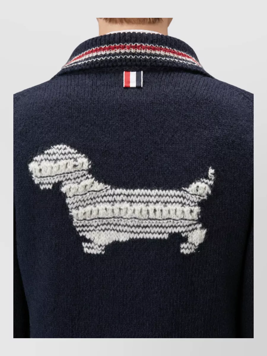 Thom Browne Wool Mohair Pointelle Knit Cardigan