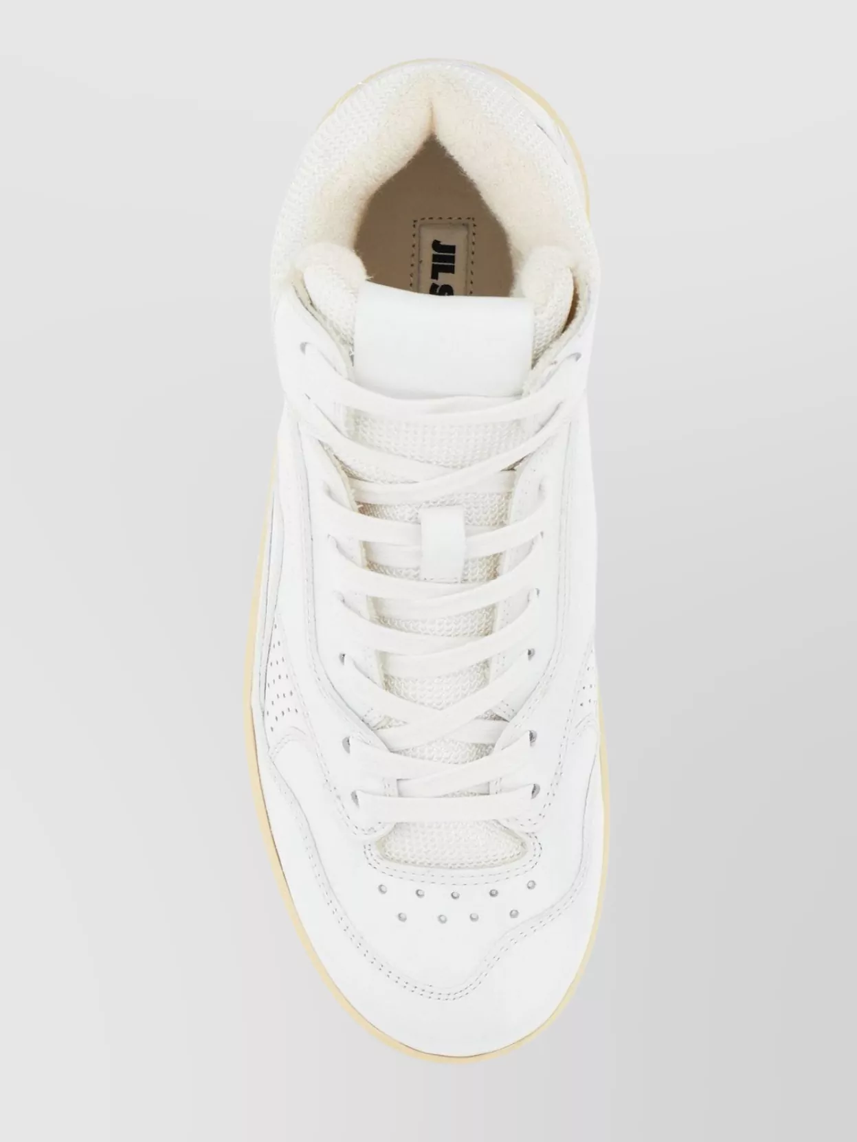 Shop Jil Sander High-top Leather And Mesh Sneakers