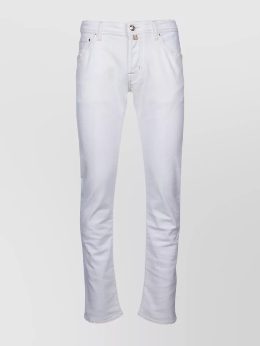 Shop Jacob Cohen Looped Pockets Stitched Trousers In Pastel