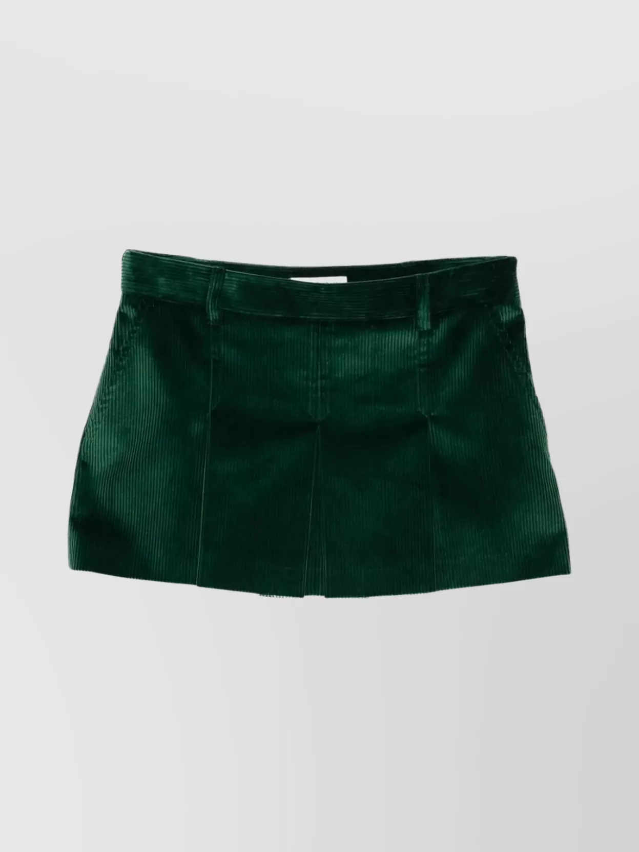 Miu Miu High Waist Mini Skirt Front Pleats In Green