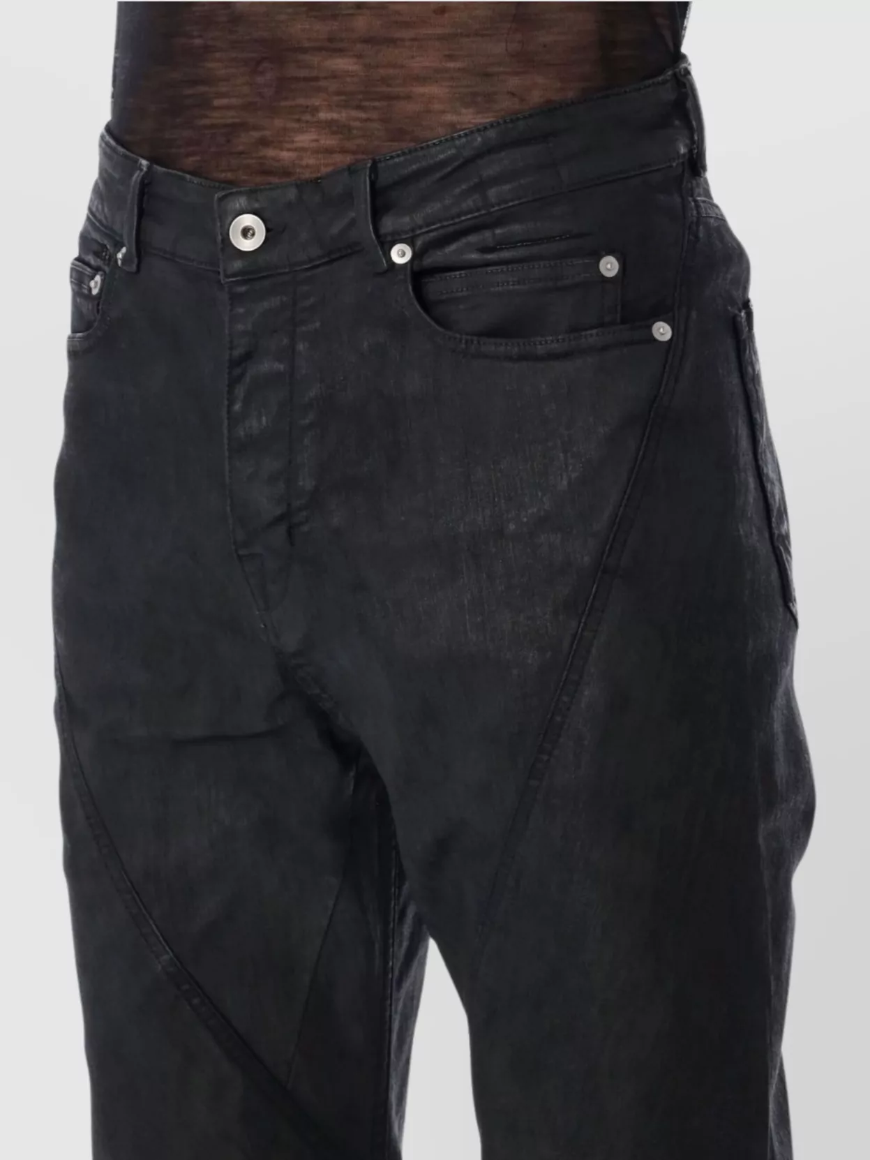 Rick Owens Drkshdw Flare Stitched Pockets Belted Trousers