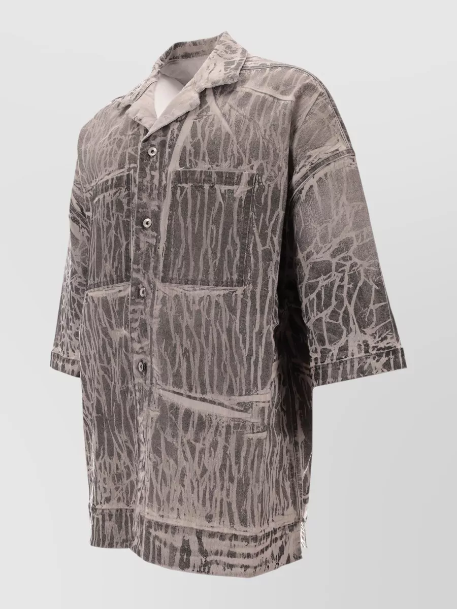 Rick Owens Magnum Short Sleeve Shirt Abstract Pattern Pockets