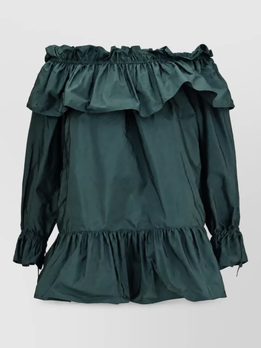 Saint Laurent Off-shoulder ruffled mini dress