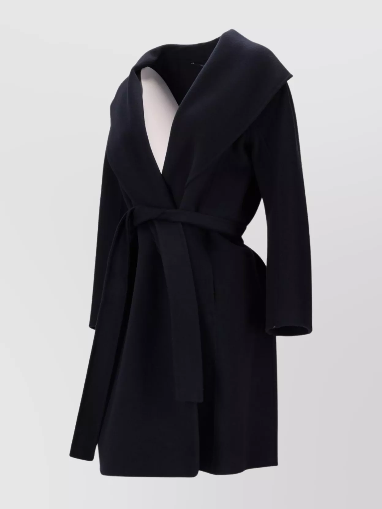 S Max Mara Belted Coat With Shawl Collar And Long Sleeves