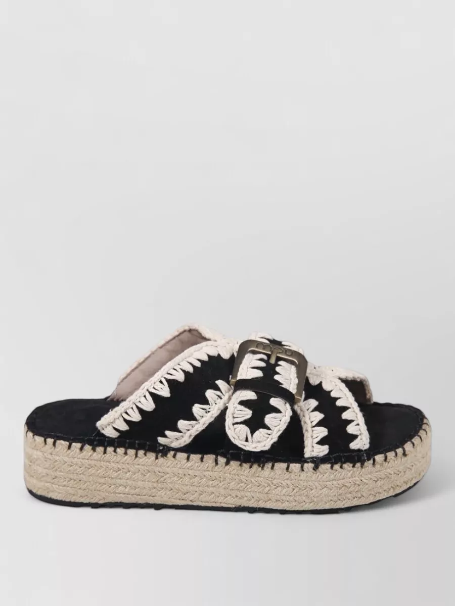 Mou Leather Braided Platform Sandals