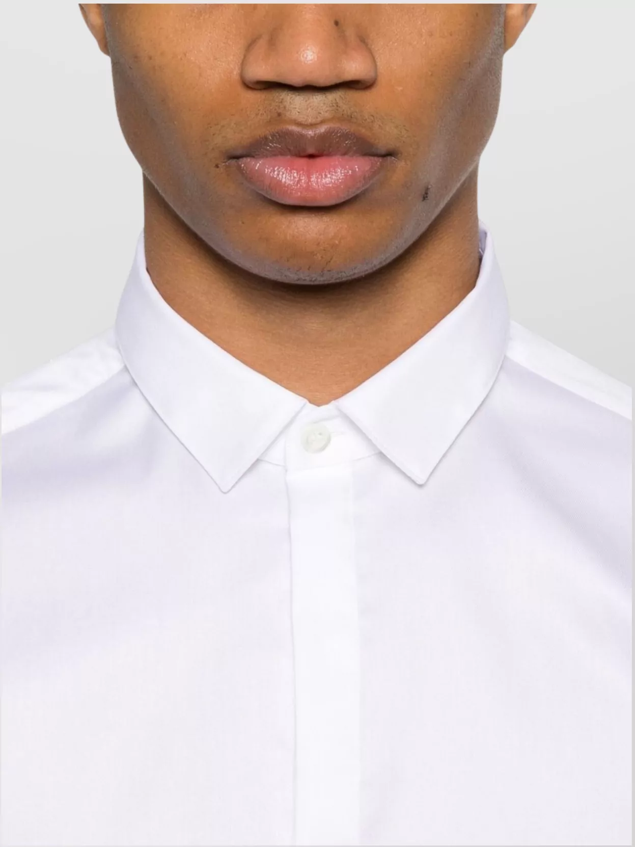 Emporio Armani Cotton Shirt With Button-Down Collar And Curved Hem