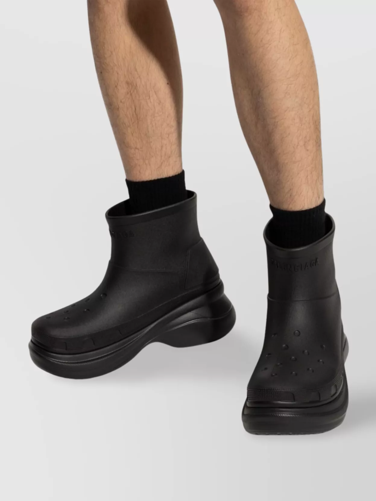 Balenciaga Chunky Platform Ankle Boots With Perforated Detailing