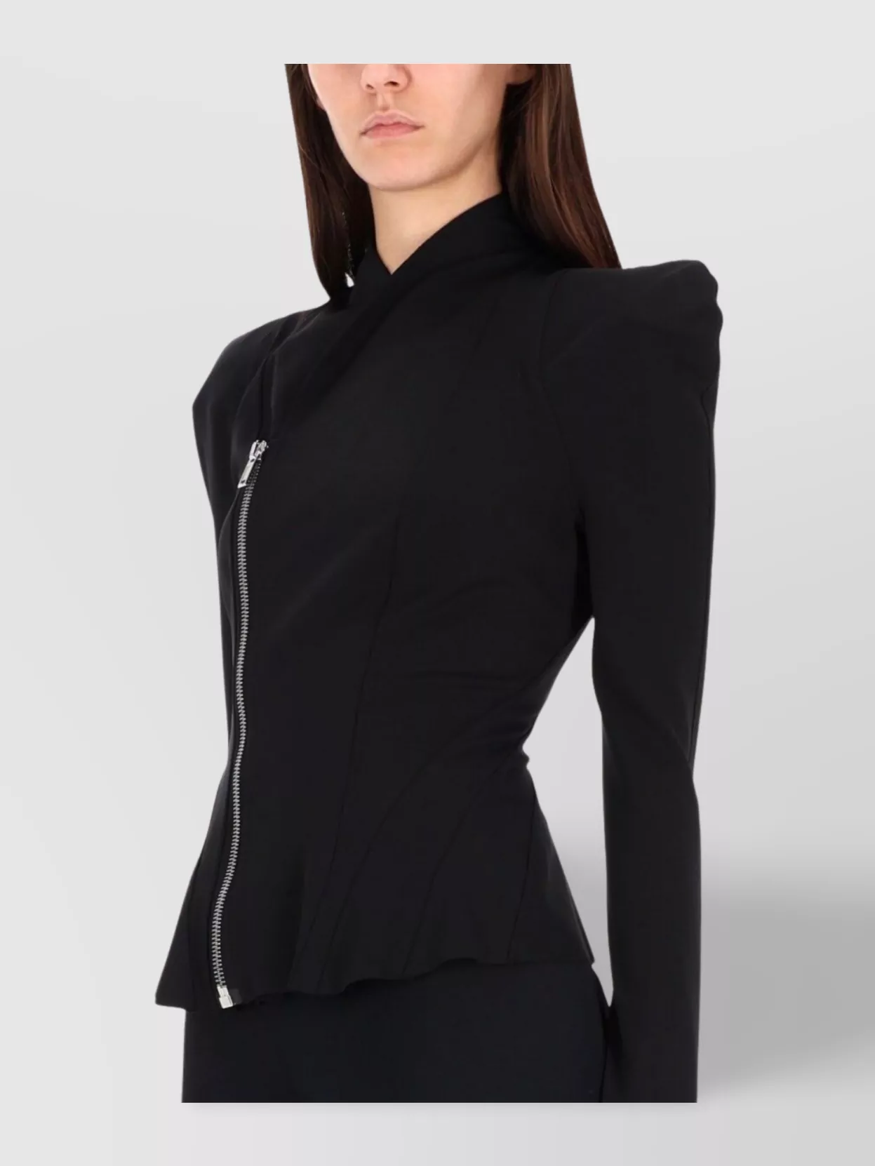 Rick Owens Lilies Tailored Peplum Jacket Padded Shoulders