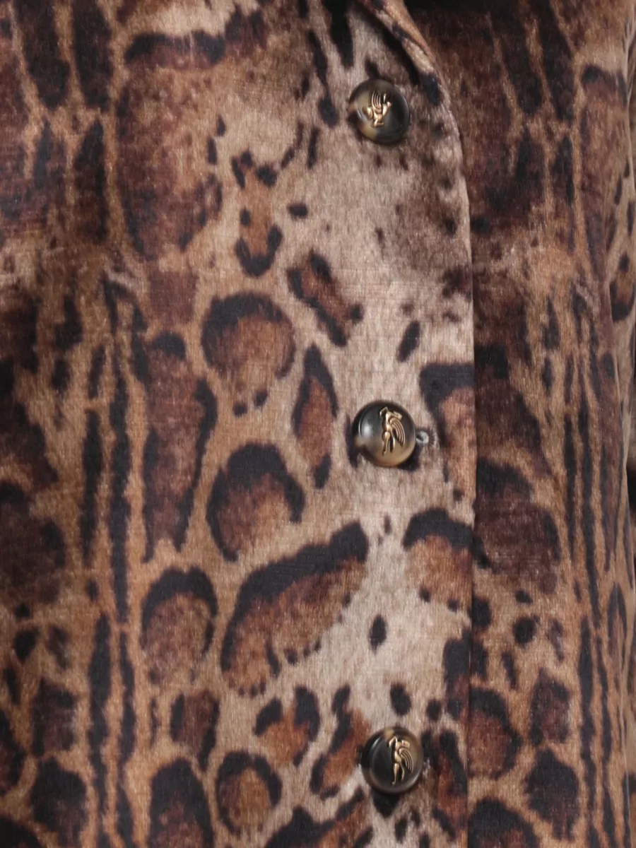 Etro Animal-Print Single-Breasted Short Coat