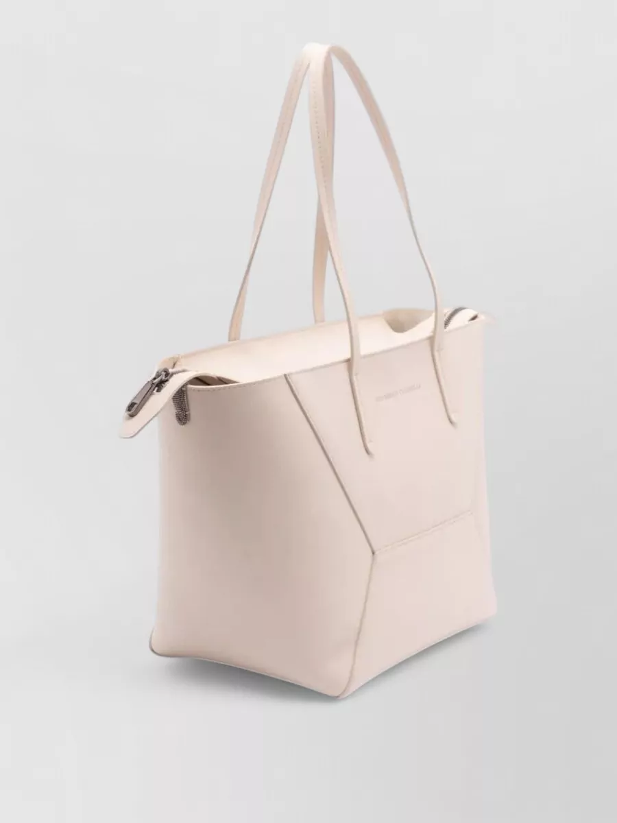 Brunello Cucinelli Leather Tote Bag And Matching Pouch