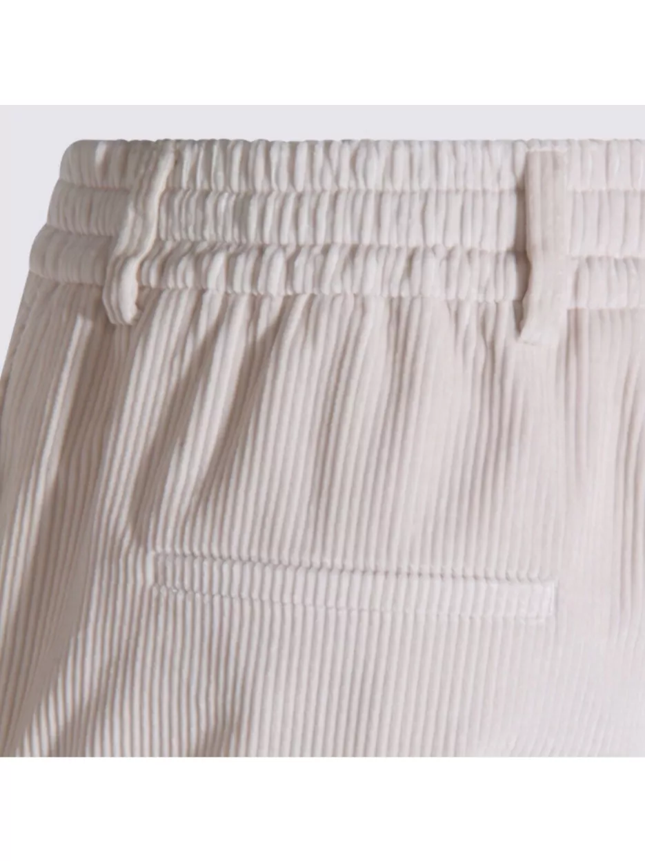 Eleventy Corduroy Texture Elastic Waistband Trousers In Neutral