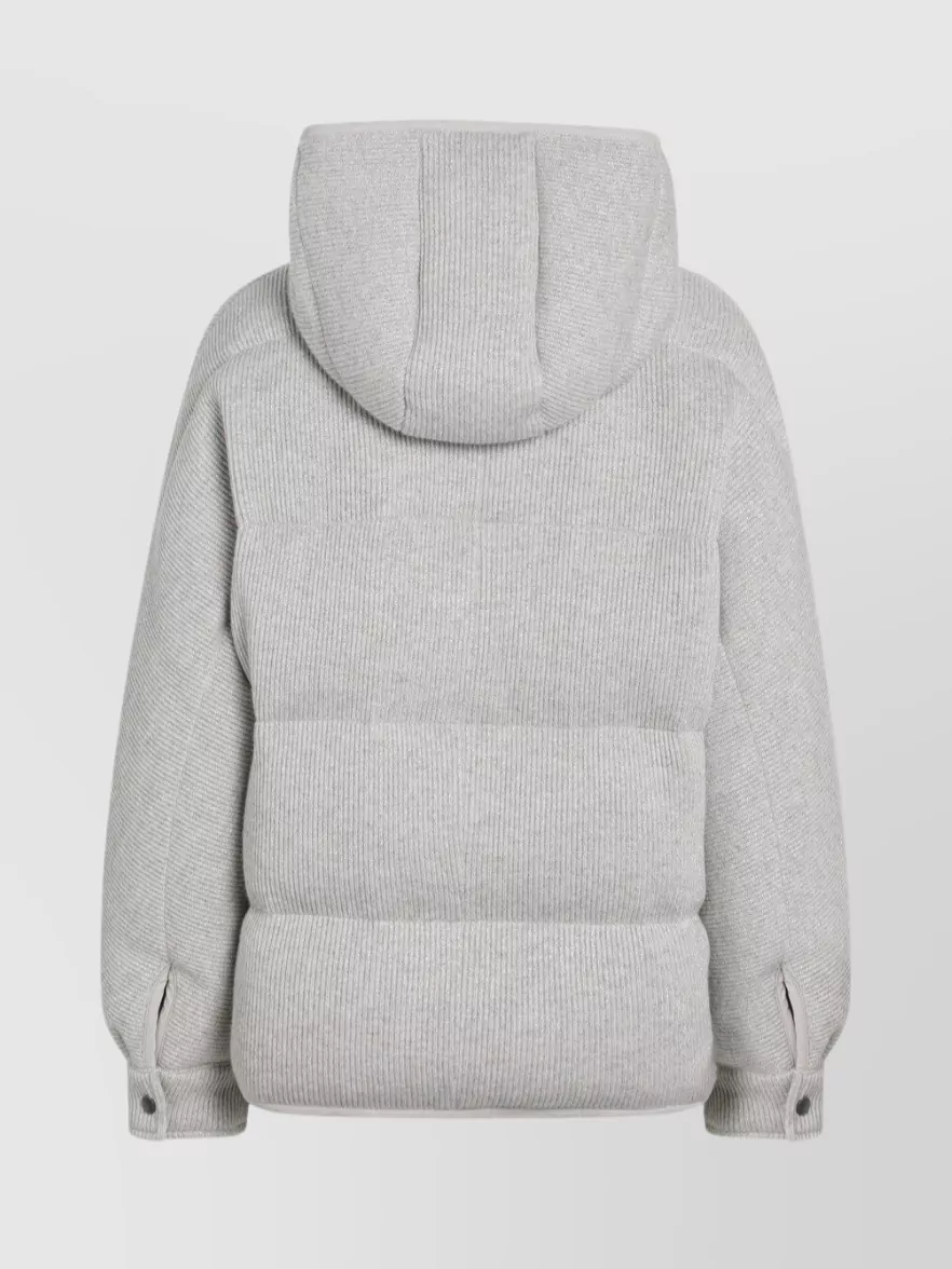 Brunello Cucinelli Greige Down Jacket In Cashmere Knit Women In Gray