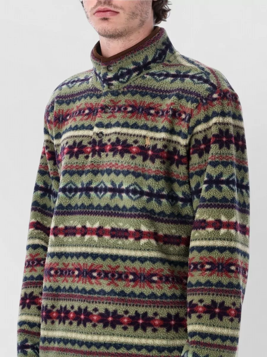 Polo Ralph Lauren Patterned Fleece Stand Collar Pullover