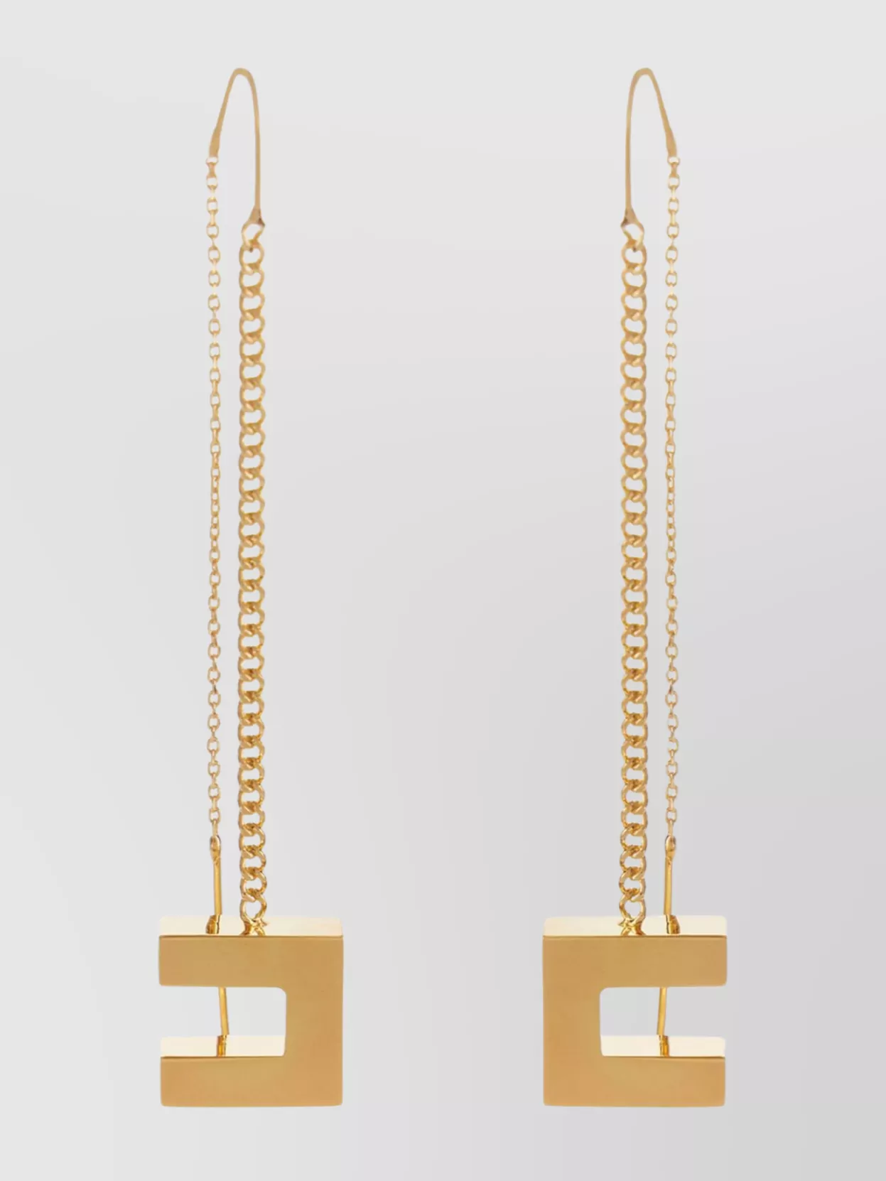 Elisabetta Franchi Dangling Geometric Shape Chain Detail Earrings In Gold