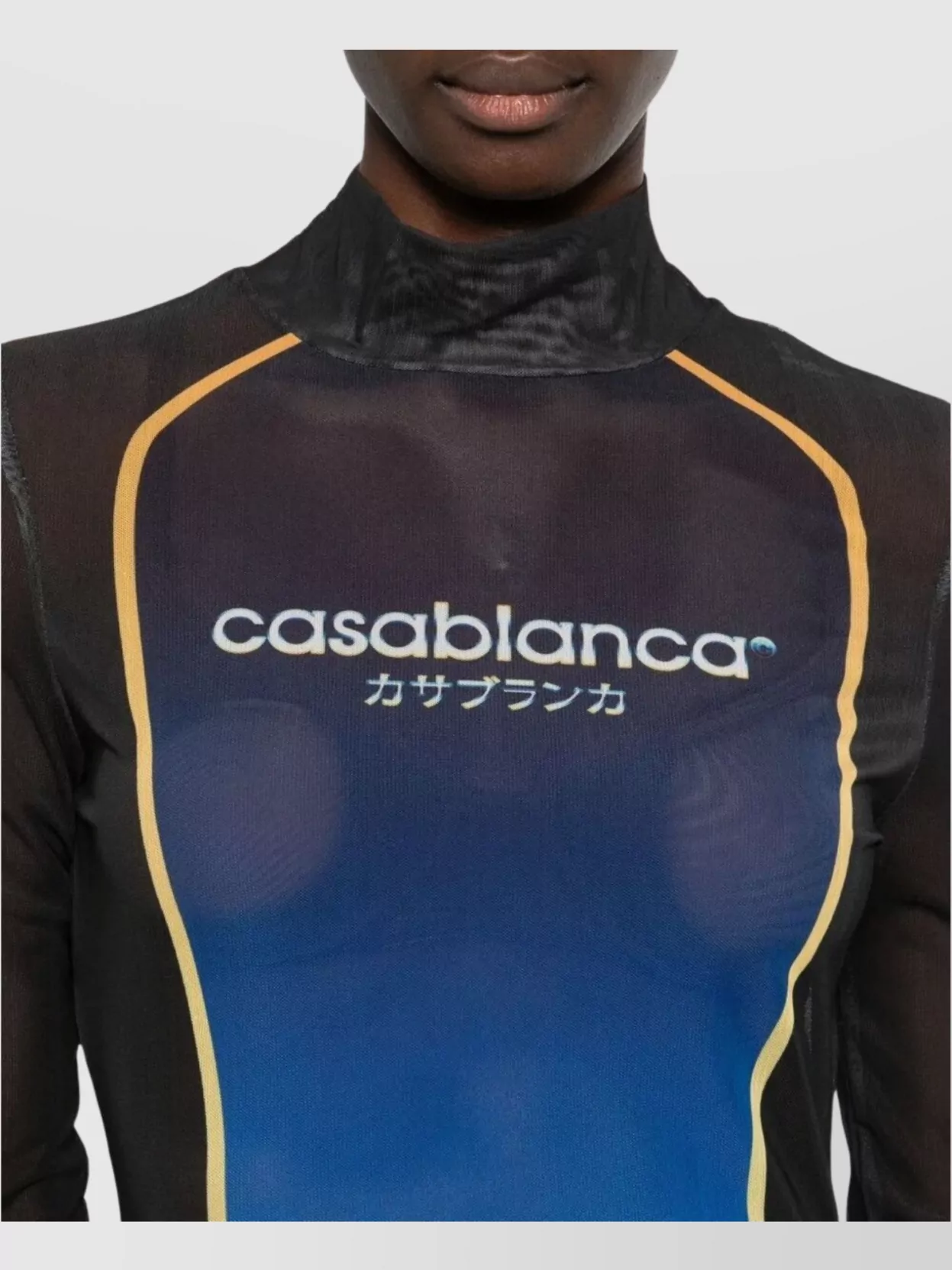 Casablanca High Neck Mesh Dress With Sheer Panels