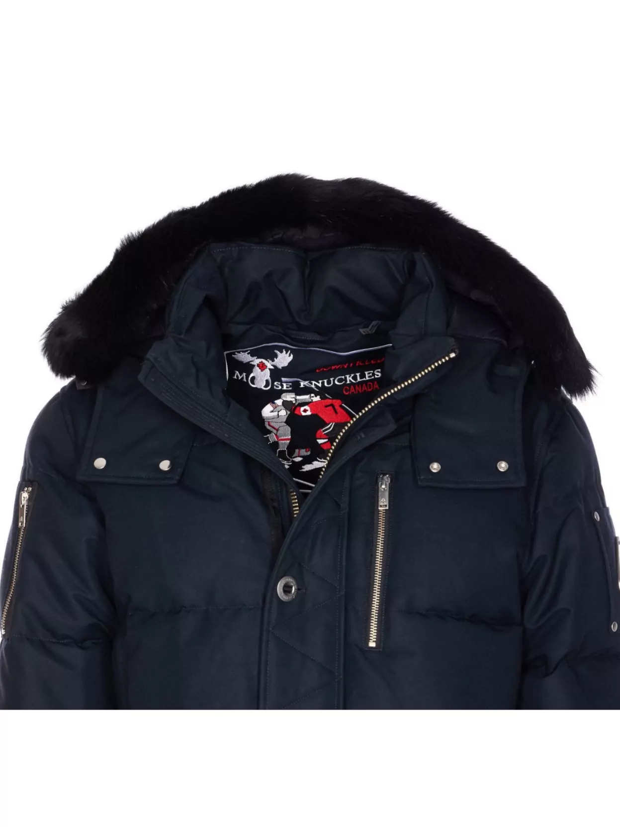 Moose Knuckles Quilted Hooded Jacket Removable Hood