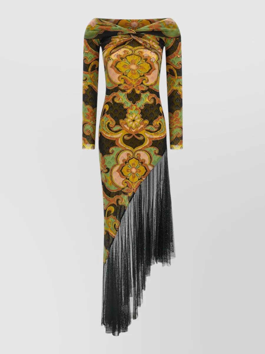 Etro Off-The-Shoulder Asymmetric Maxi Dress