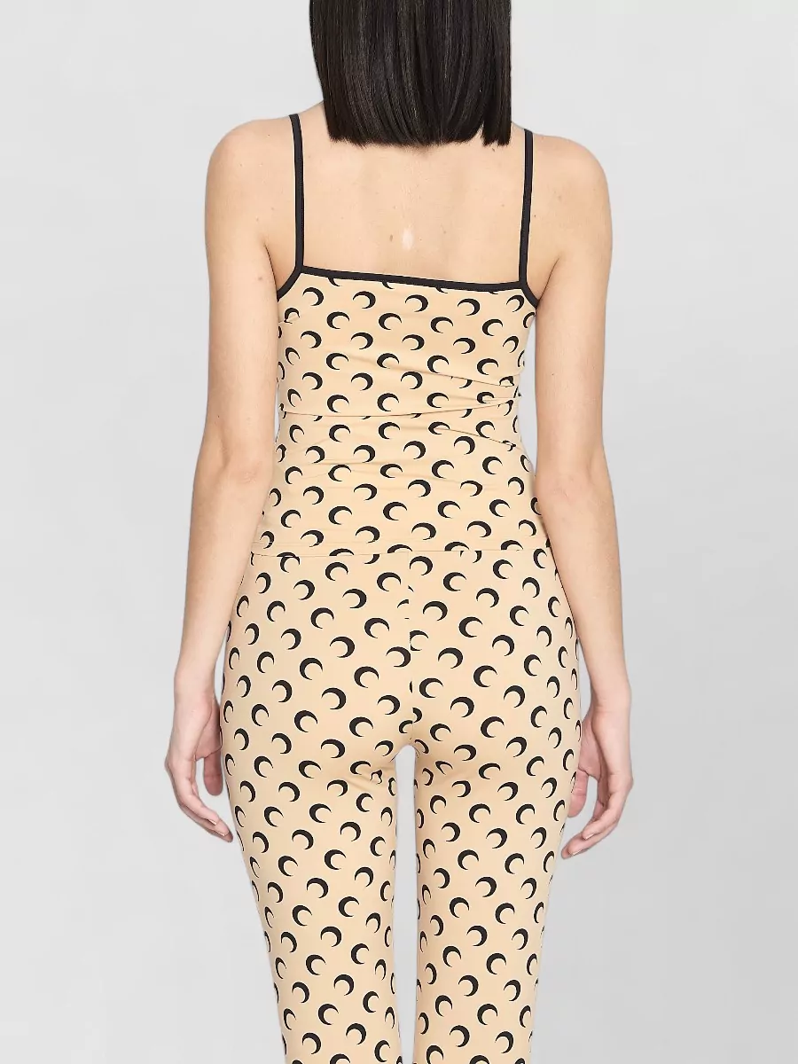 Marine Serre Printed Cropped V-Neck Sleeveless Top