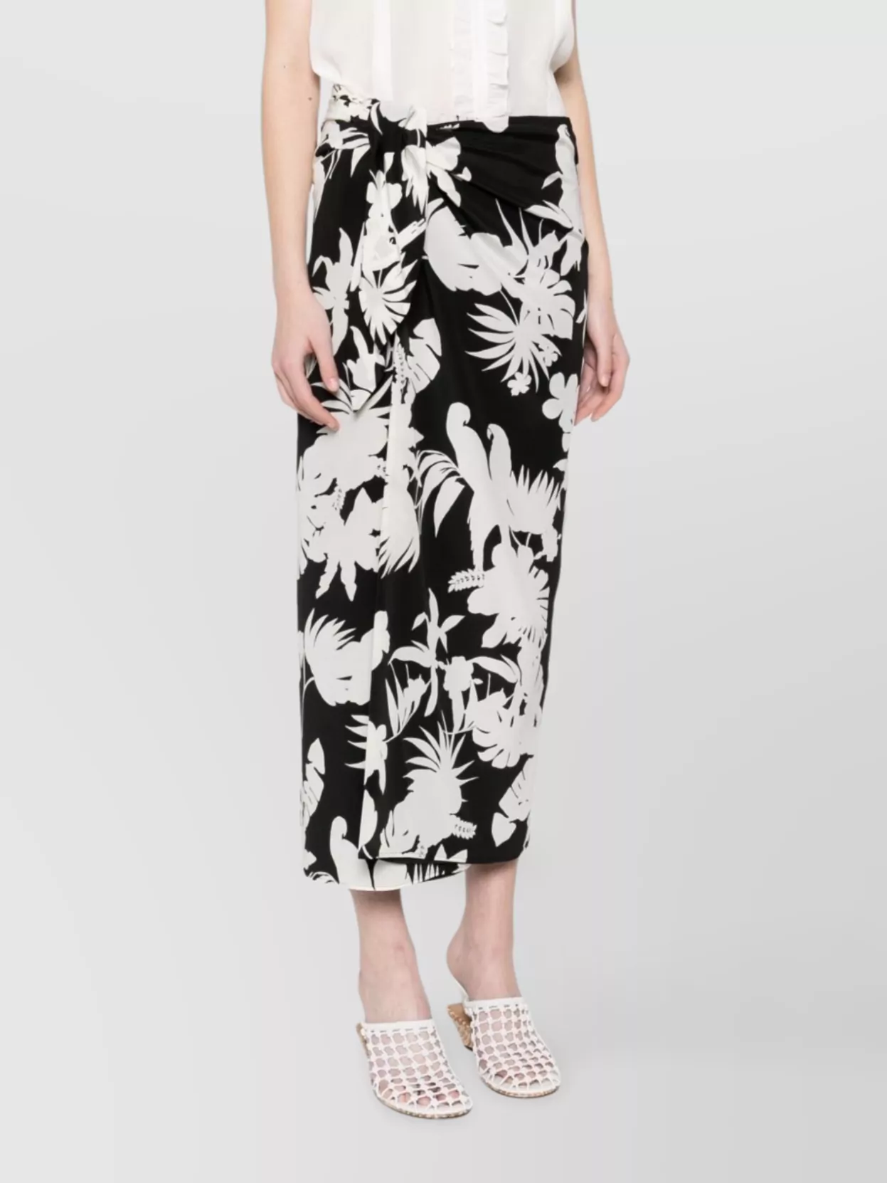Max Mara High Waist Tropical Print Wrap Skirt