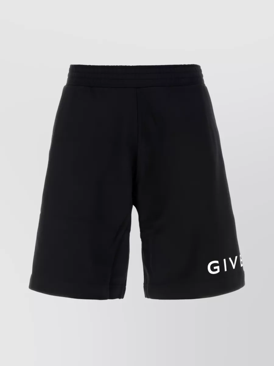 Givenchy Cotton Shorts With Side And Rear Logo Print In Black