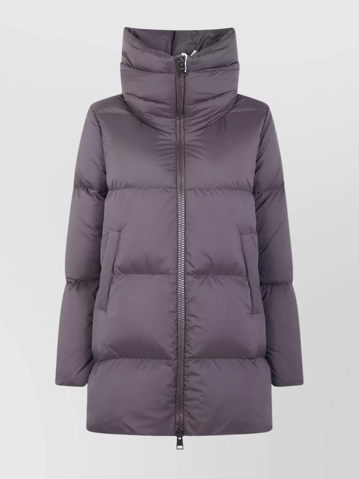 Herno A-shape Quilted Jacket High Collar In Brown