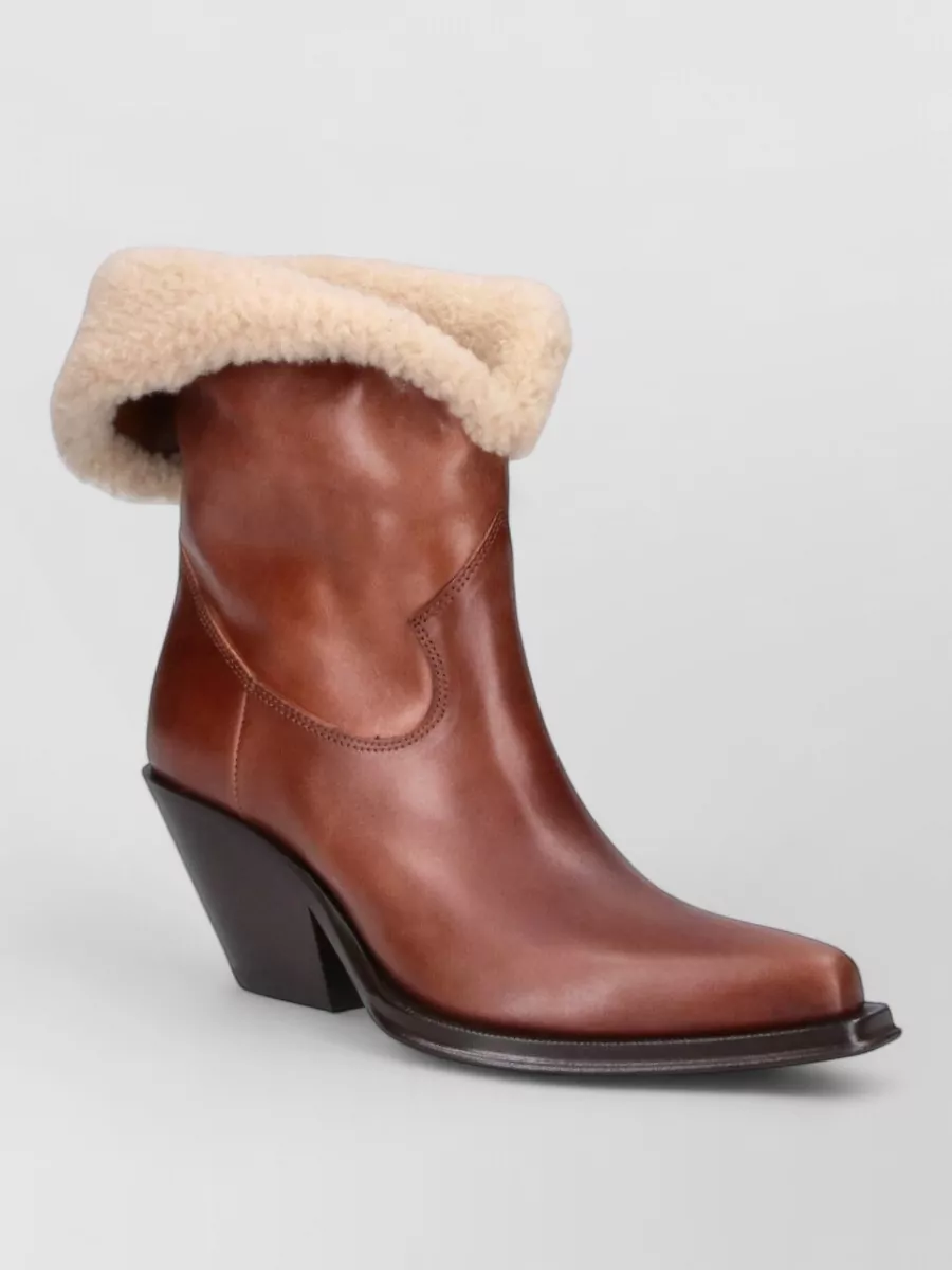 Chloé leather fur-lined ankle boots