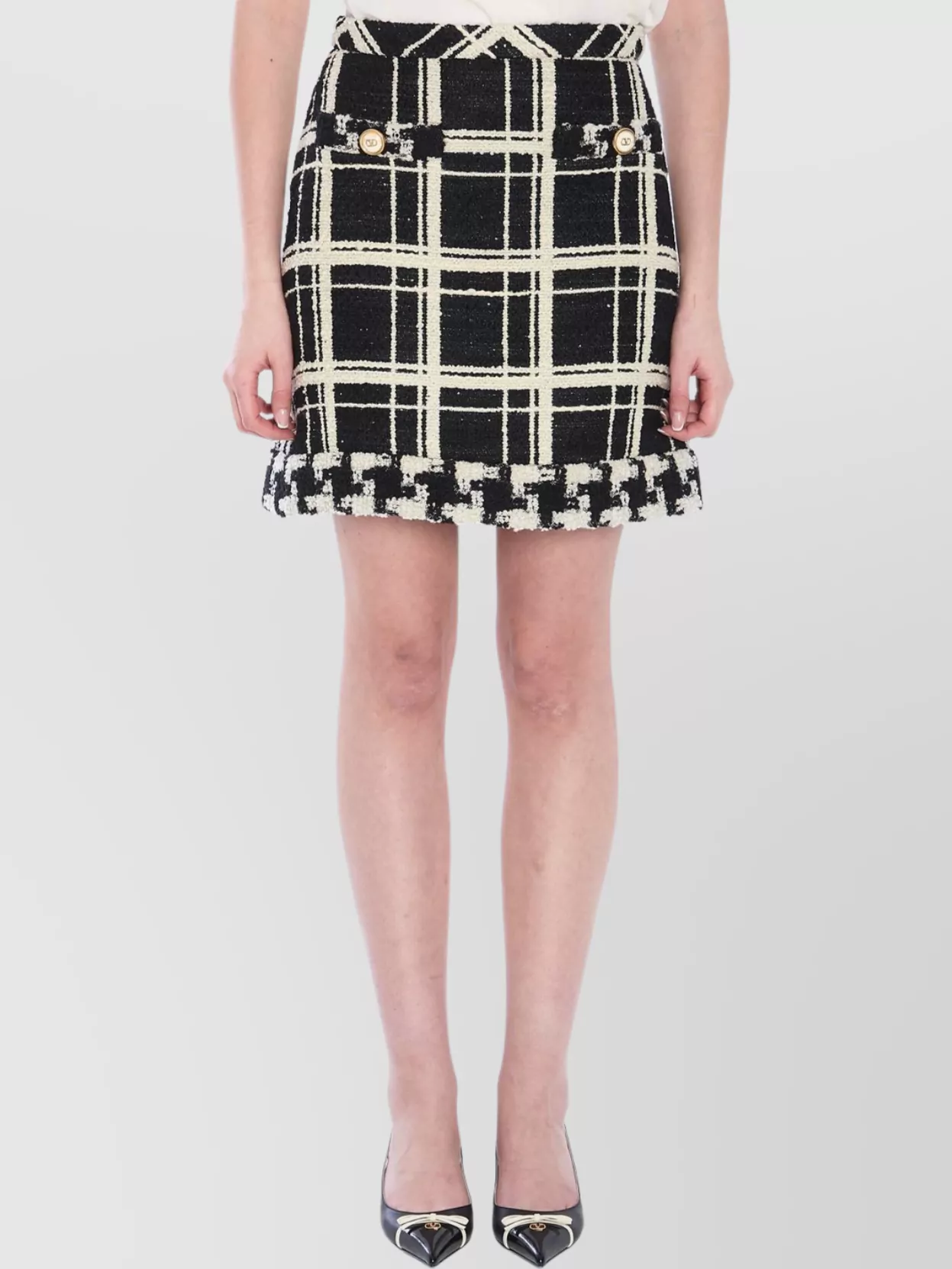 Valentino Garavani Check Tweed Mini Skirt