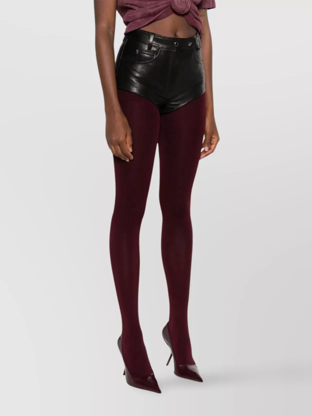 Magda Butrym High Waist Sheepskin Leather Shorts