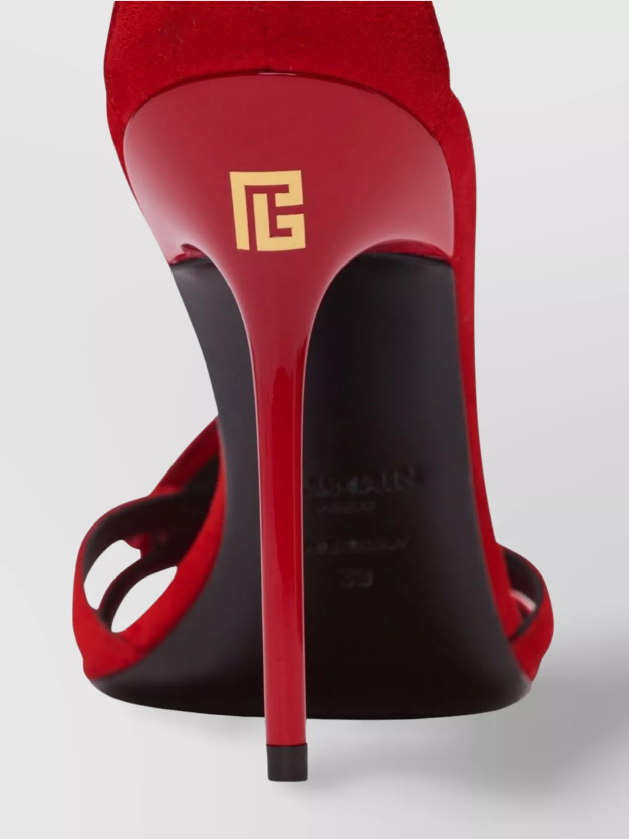 Balmain Heel Sandals With Patent Lips Detail