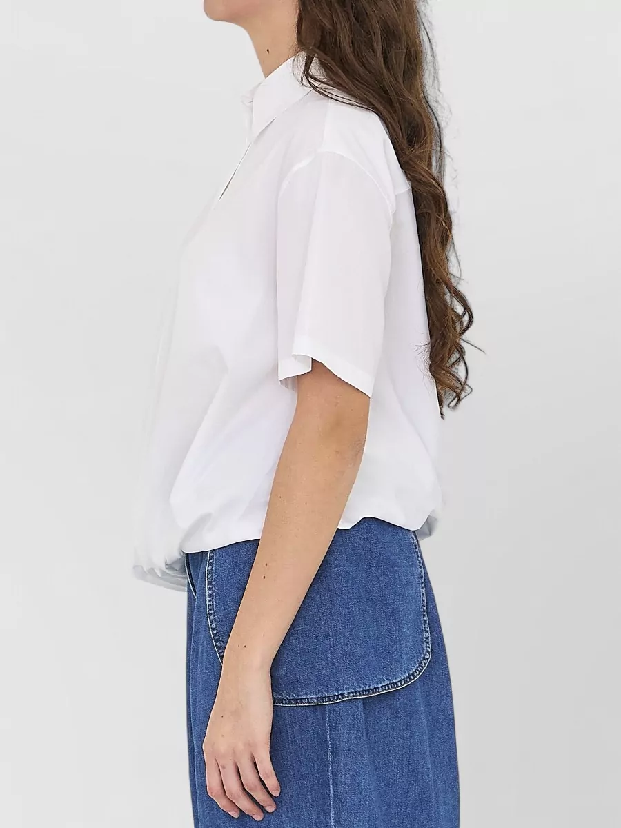 Loewe Cotton Draped Asymmetric Short-Sleeve Shirt