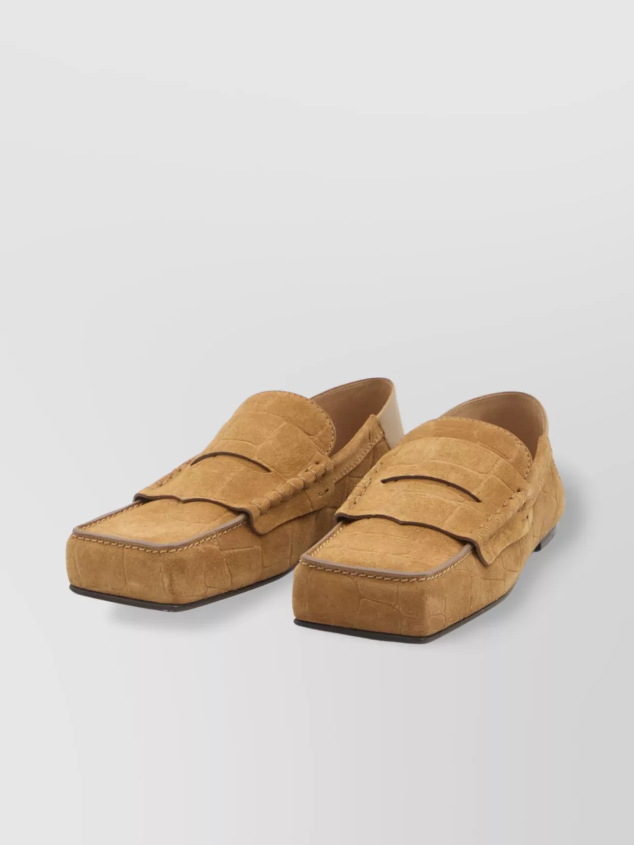 Jacquemus Square Toe Crocodile Loafers