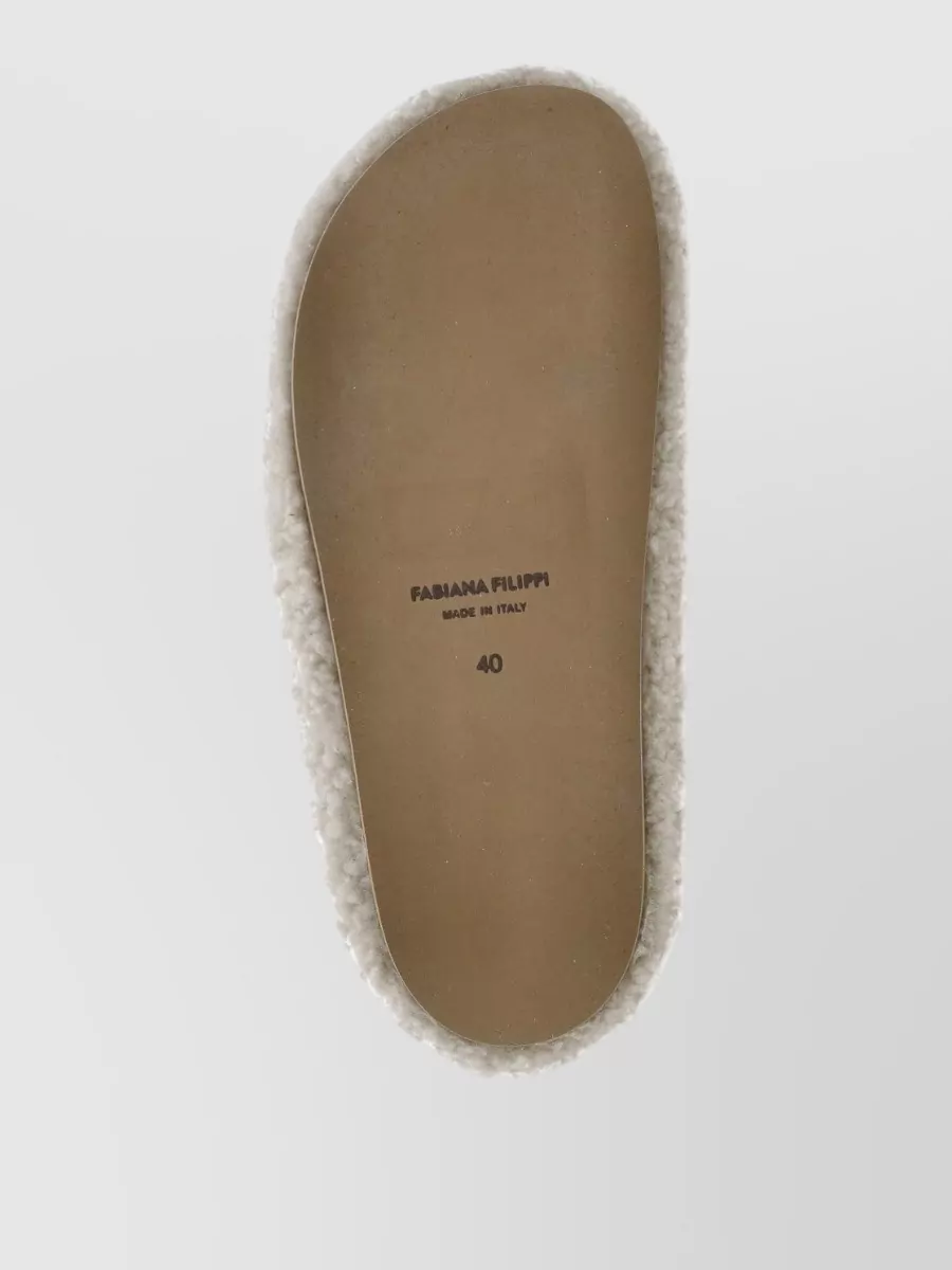 Fabiana Filippi Shearling Loafers Metal Detail Round Toe