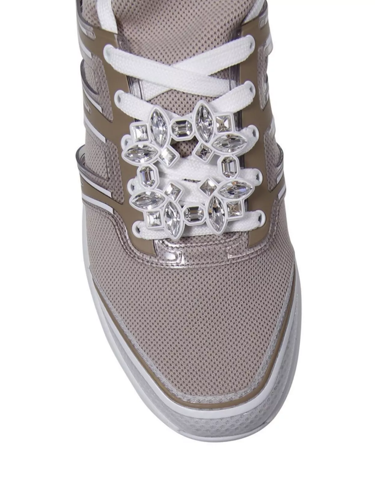 Roger Vivier Crystal Embellished Mesh Lace-Up Sneaker