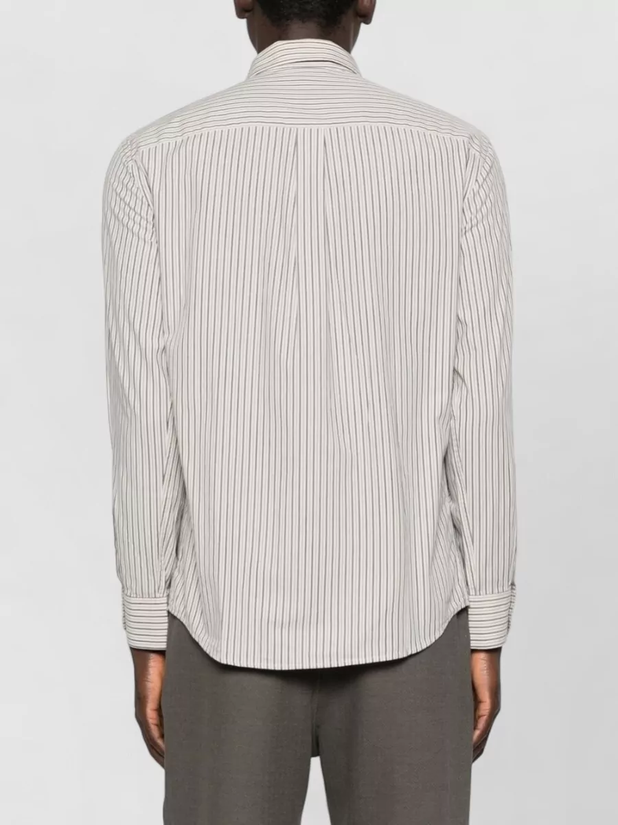 Emporio Armani Cotton Shirt Long Sleeves Striped Collar Pocket