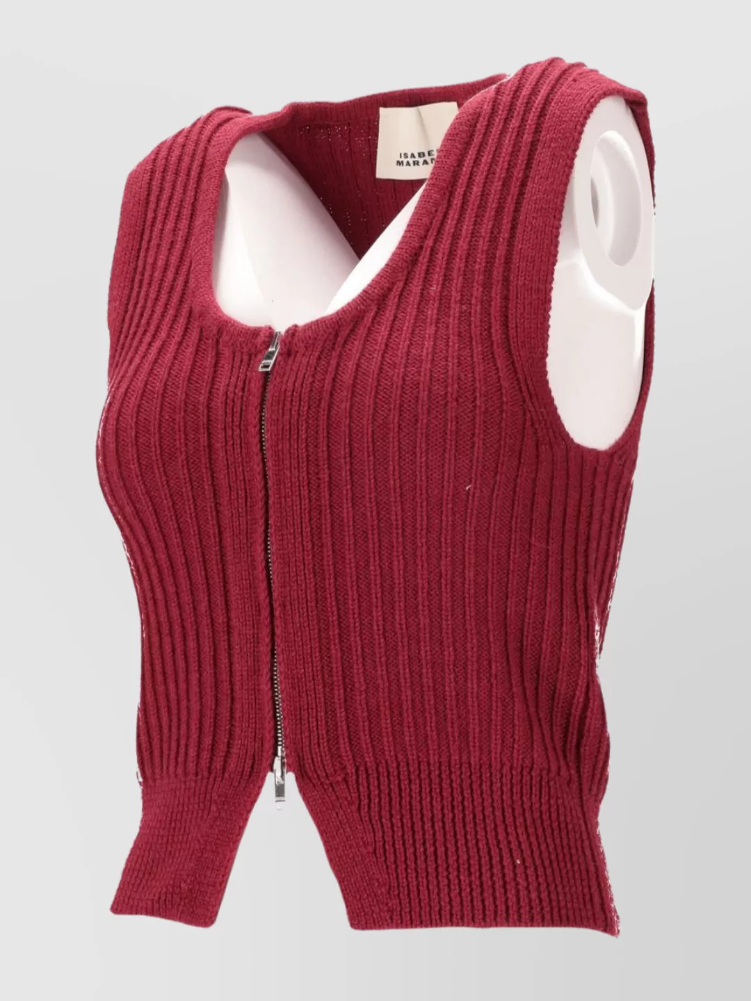 Isabel Marant Sleeveless Knit Jacket Scoop Neck In Red