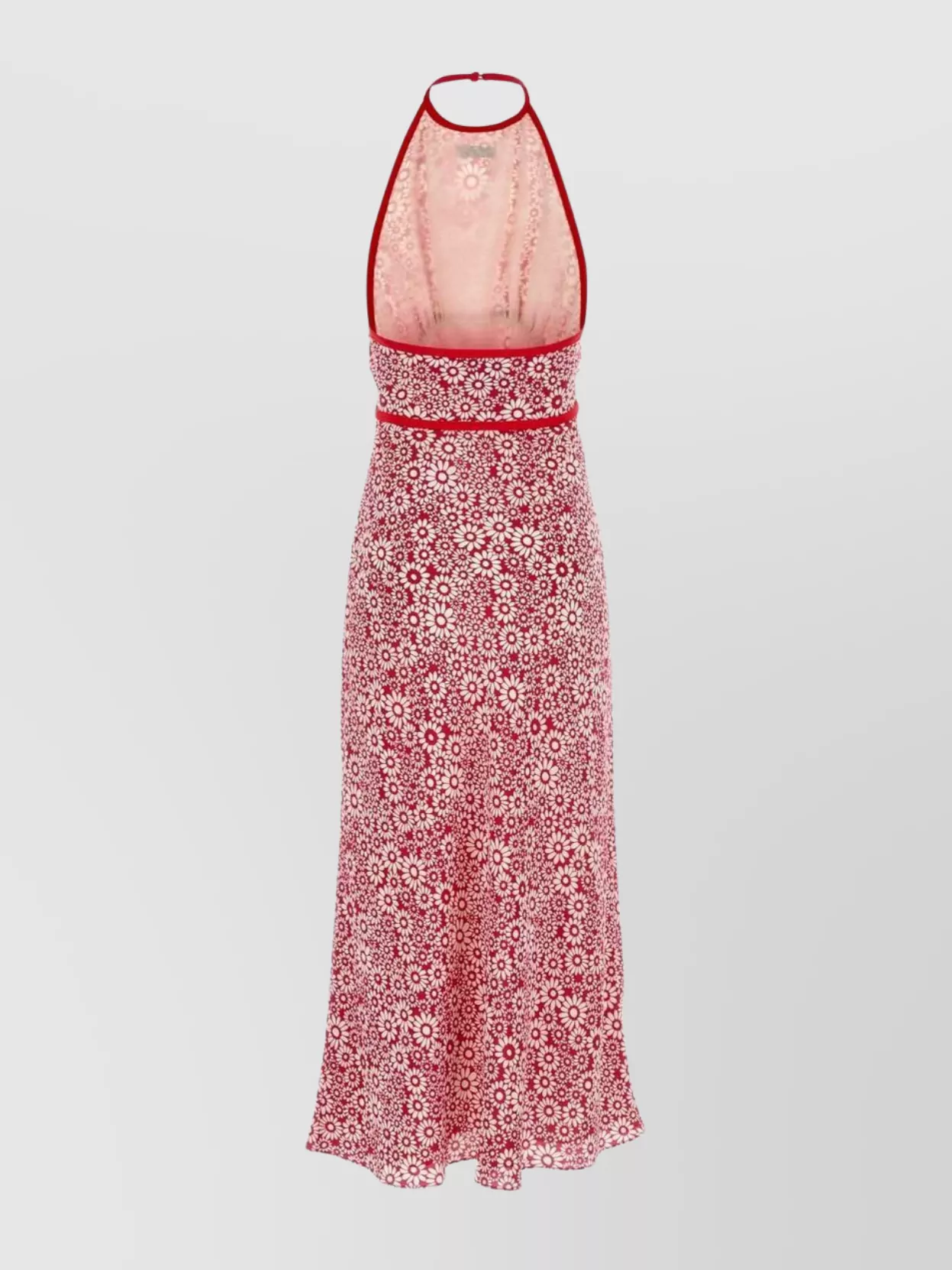 Miu Miu Floral Silk Maxi Dress With Halter Neck In Pink